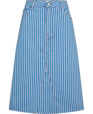 Stripe Denim Midi Skirt