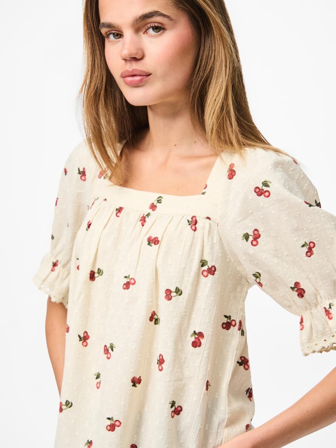 PCTHEA 3/4 SQUARE NECK TOP WVN D2D