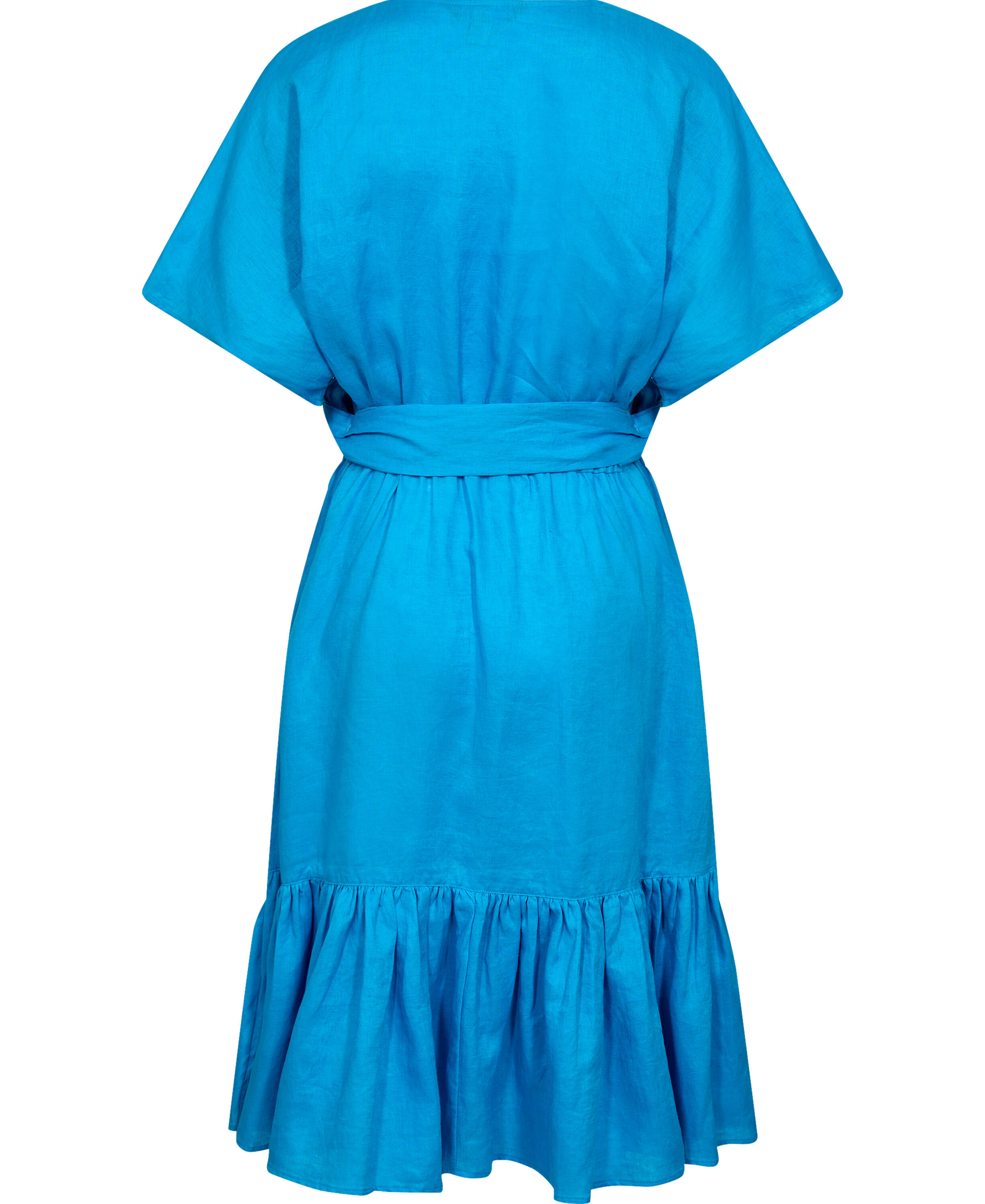 Belted Linen Wrap-Style Dress