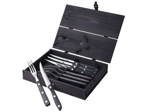 Steakbestik/grillbestik Old Farmer black 8 dele Sort/Stål