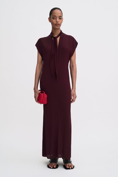 long tie-neck dress