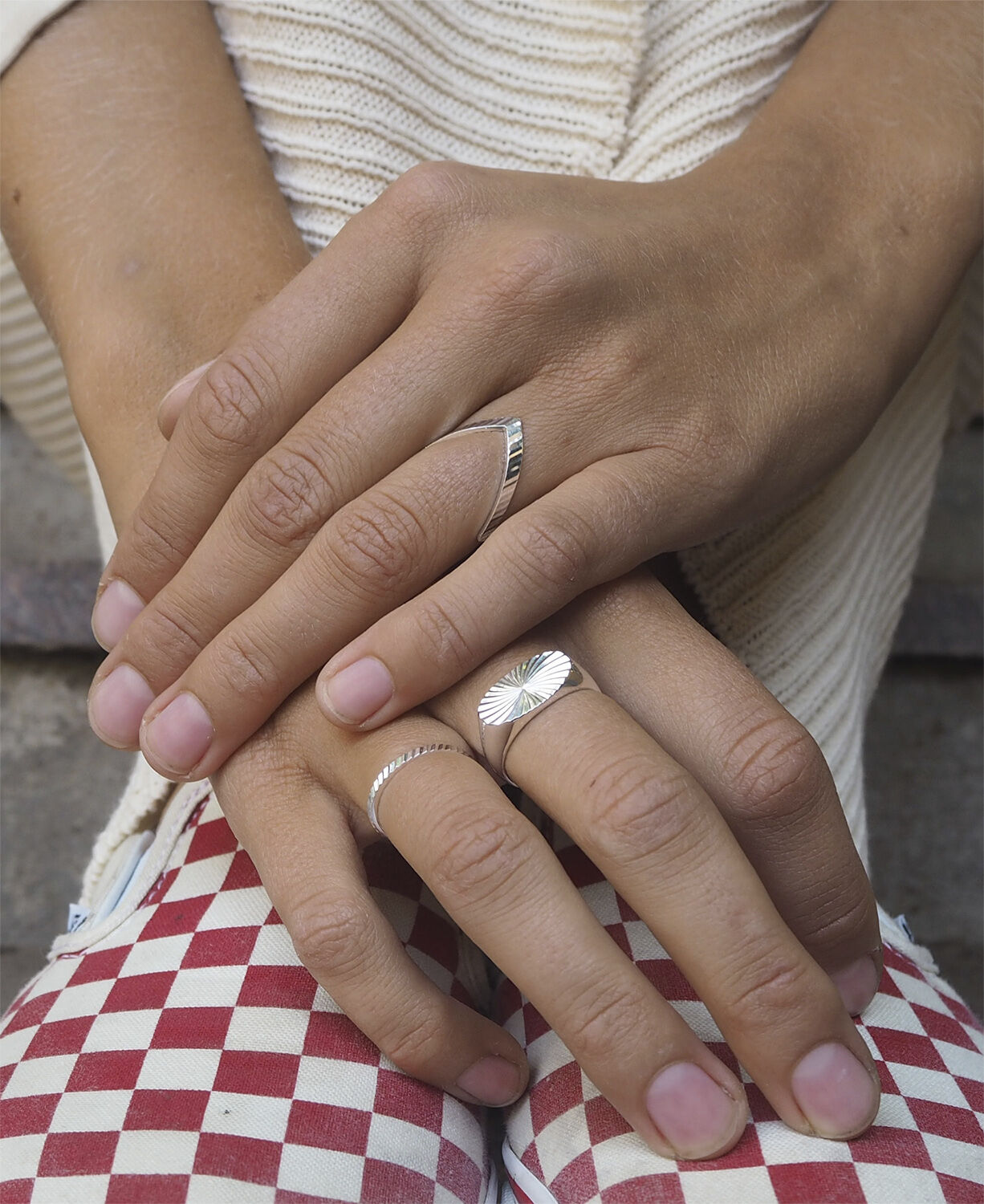 Reflection V-ring, sterling silver-46