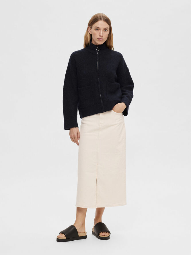 SLFSIA RAS LS ALPACA BLEND KNIT ZIPPER CARDIGAN