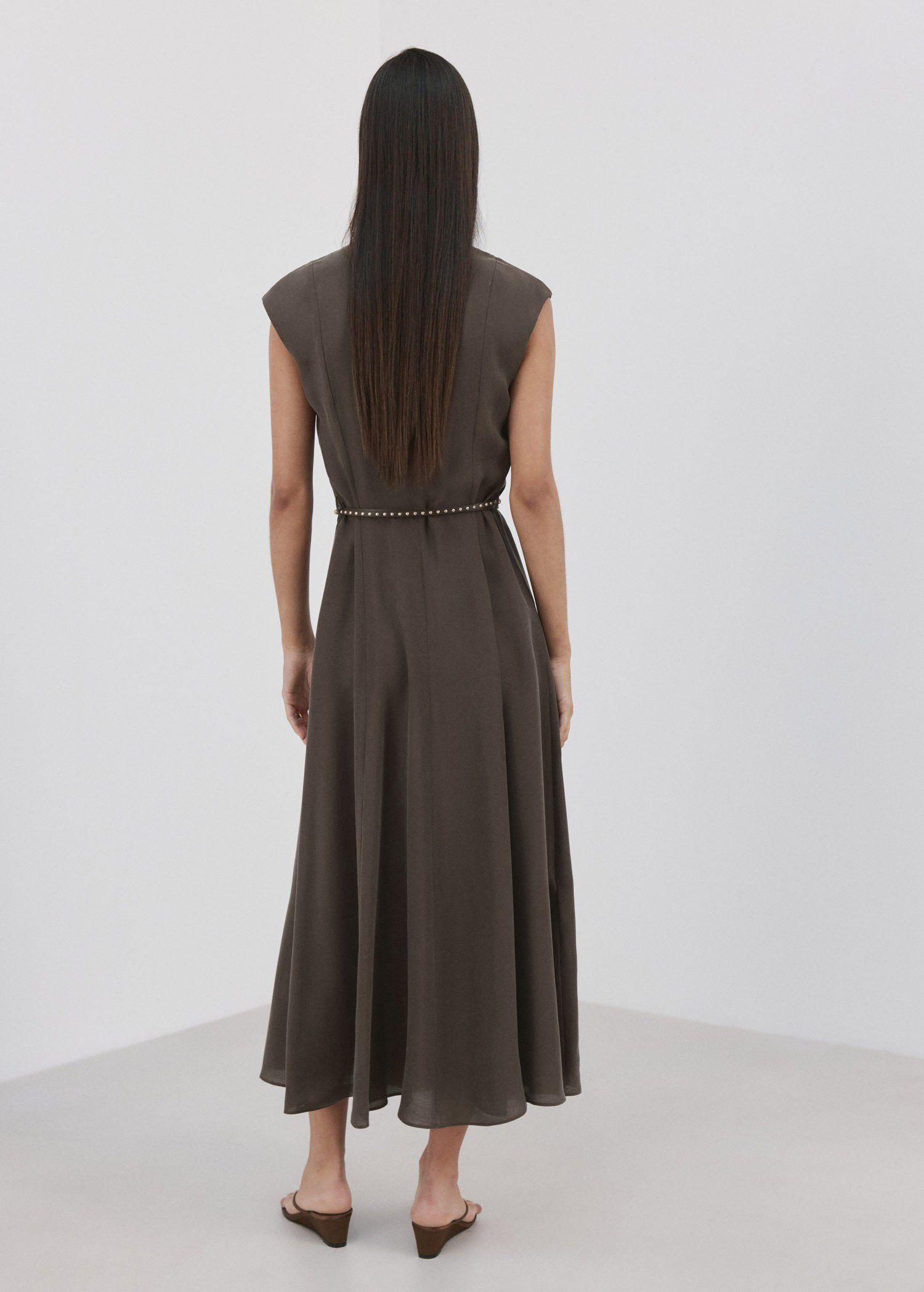 Double-belt A-line dress