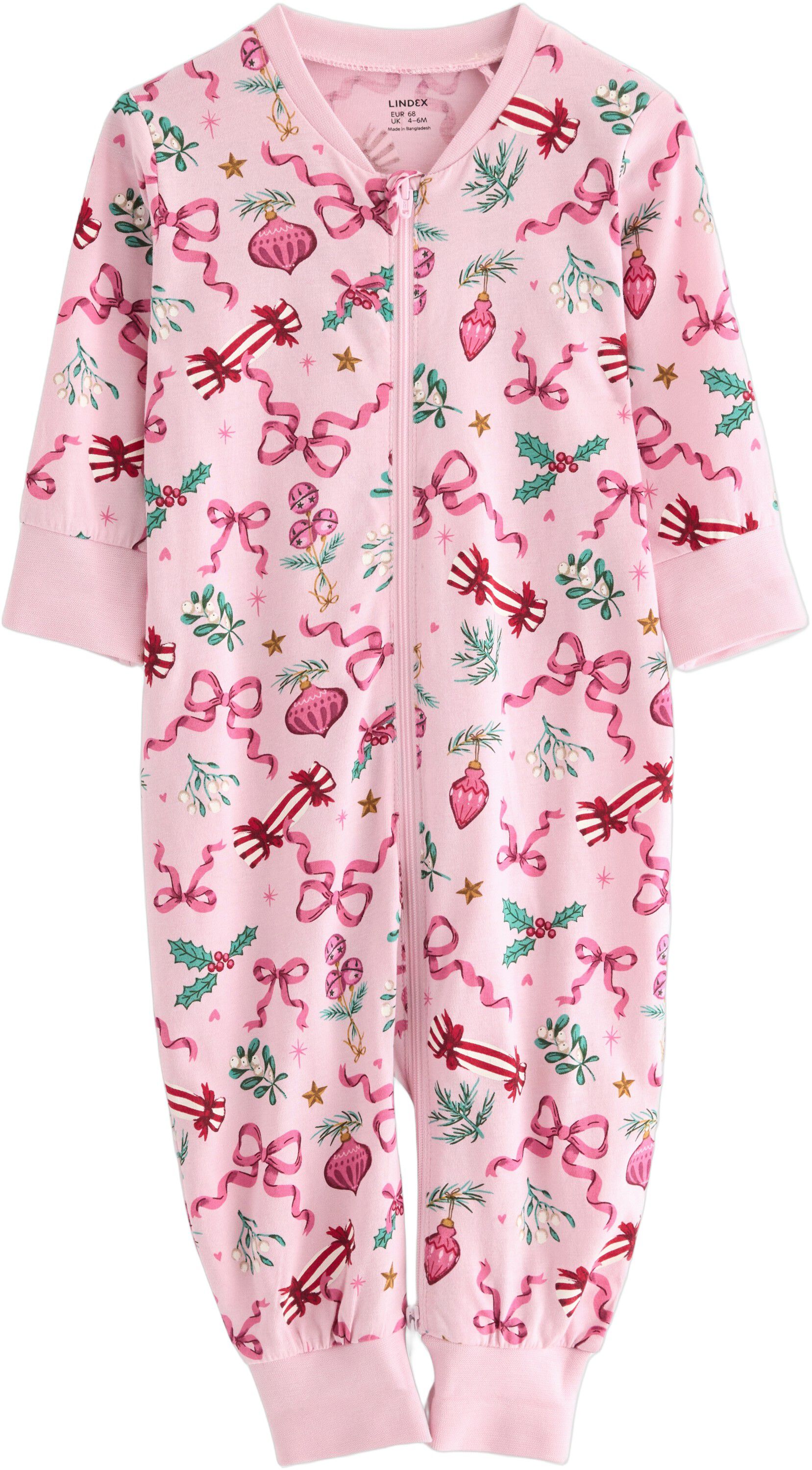 Bl&oslash;d pyjamas i bomuld med lange &aelig;rm