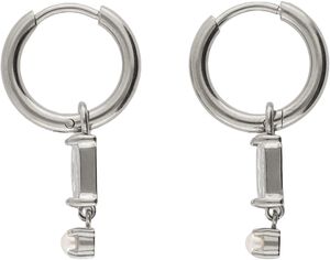 Earring mini hoop square strass pearl