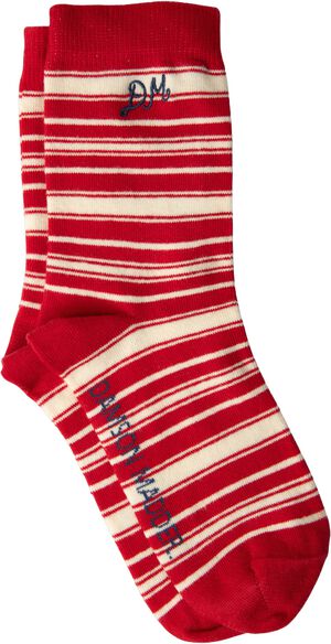 CALF LENGTH SOCKS - CREAM & RED STRIPE