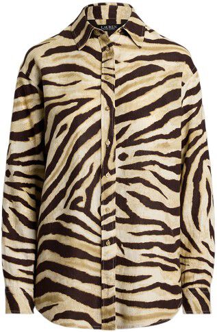 Relaxed Fit Zebra-Print Linen Shirt