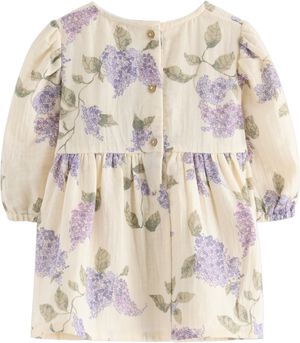 Woven dress with round neckline, lo