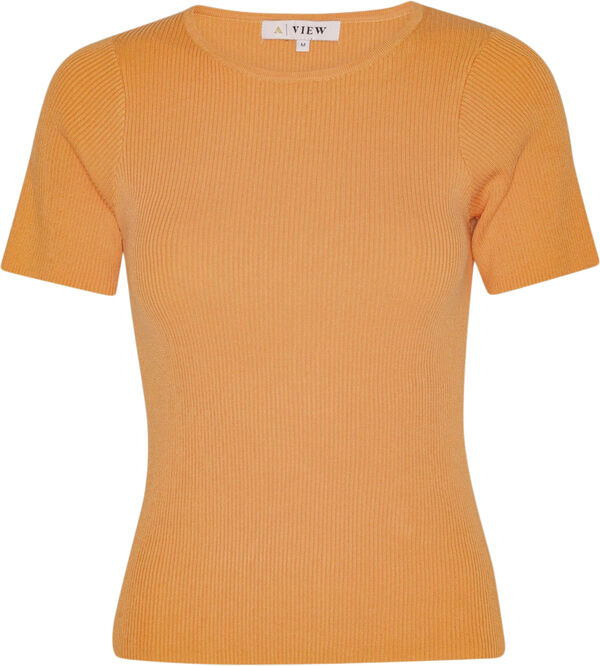 Rib knit short sleeve top