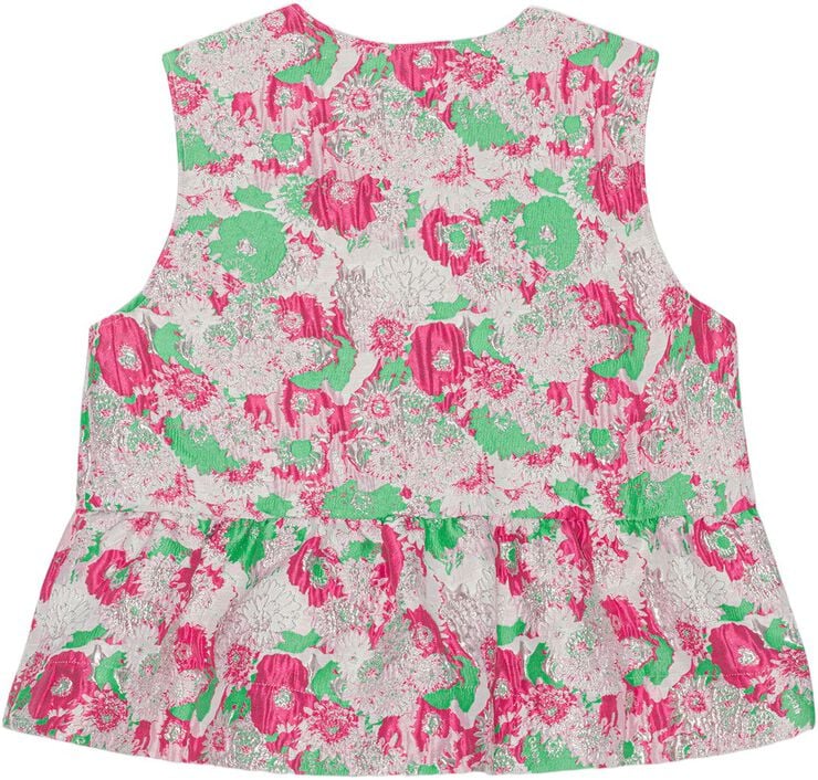 3D Jacquard Sleeveless Ribbon Blous