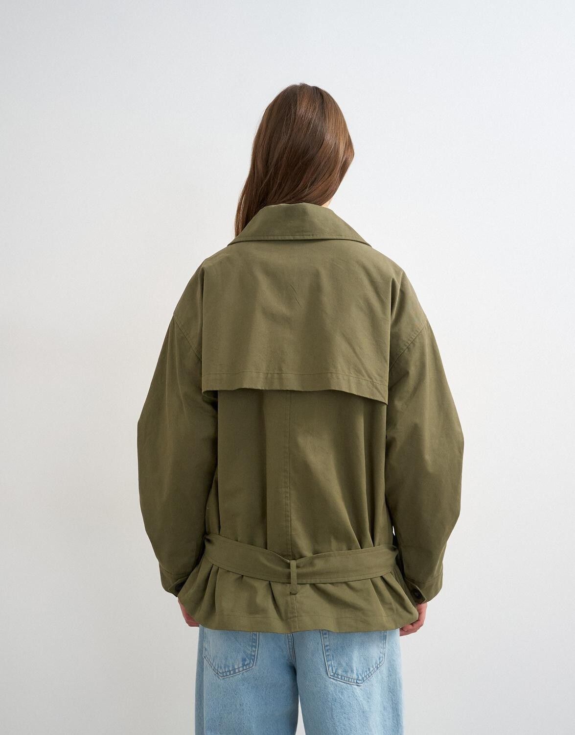 Tssally Bleted Trench Coat Otw
