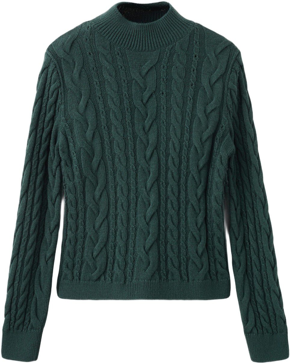 Braided sweater with perkins neck