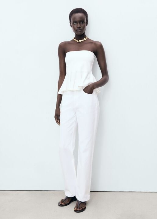 Strapless peplum top