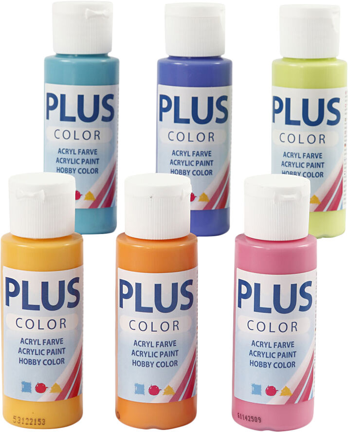Plus Color Hobbymaling, colorful, 6x60ml.