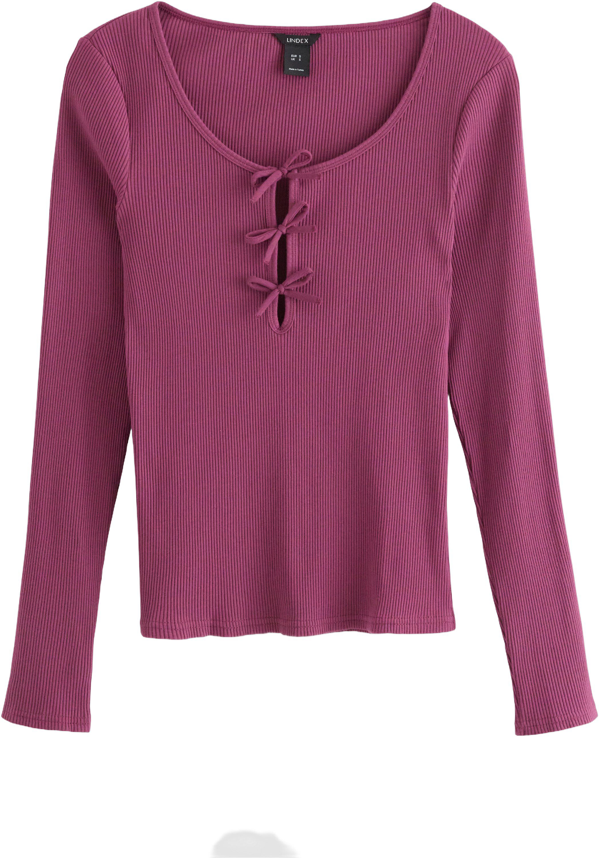 Ribbad l&aring;ng&auml;rmad topp med knytbands