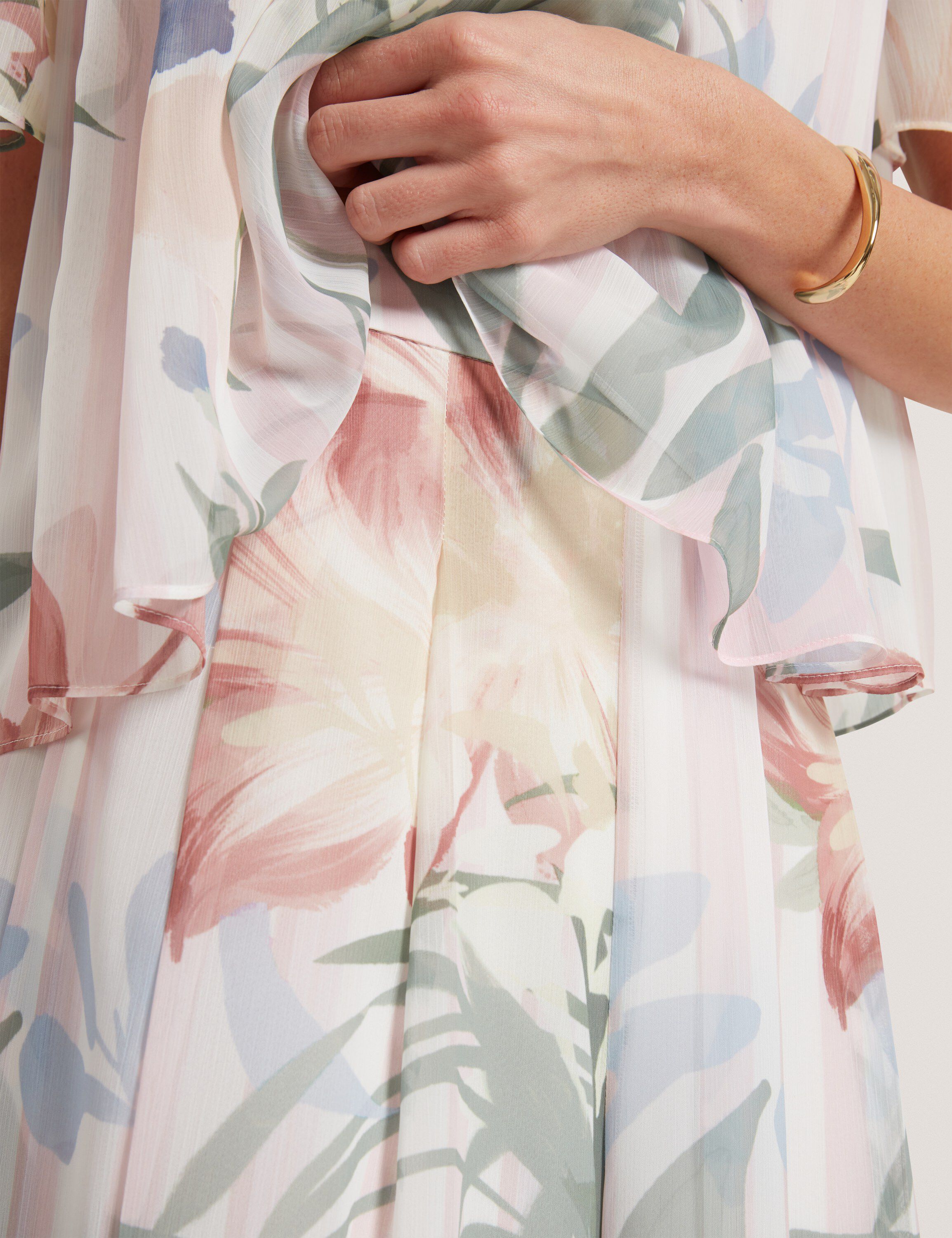 HURTA Printed Wide Leg Pleated Trou