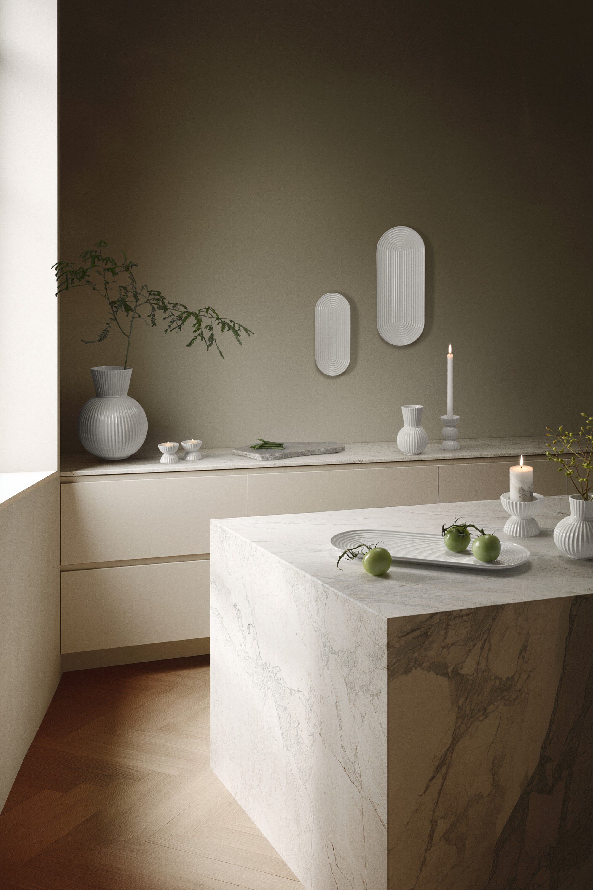 Lyngby Tura Ovalt serveringsfad 48x20 cm hvid