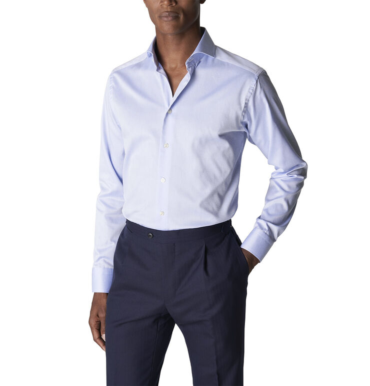 Light Blue Signature Twill Shirt - Extreme Cut Away Collar - Slim Fit