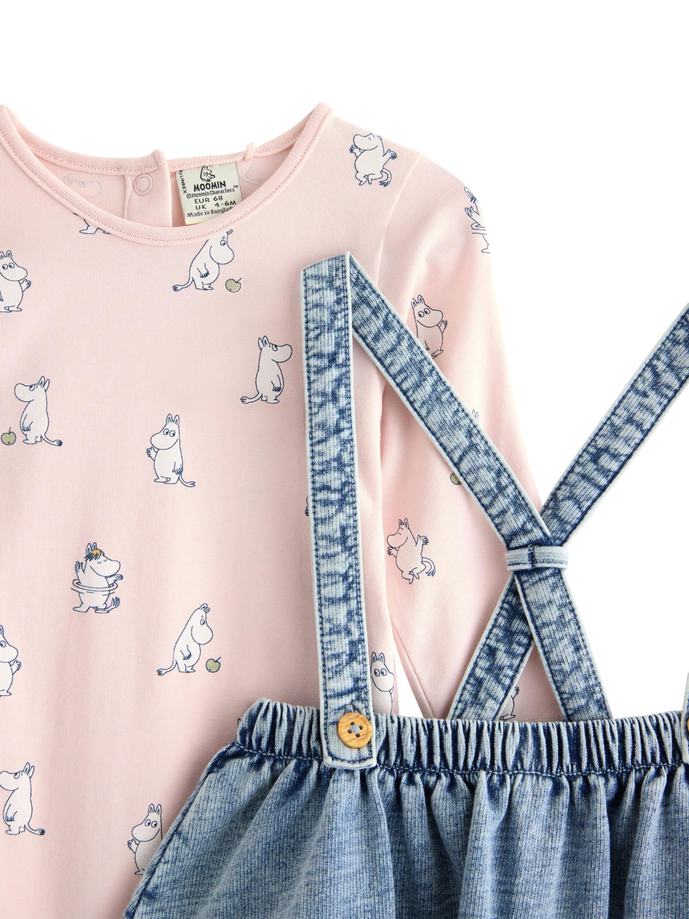 Set i mjuk trik&aring; med kjol i denimt