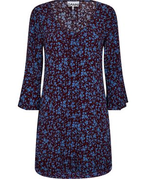 Printed Crepe U-neck Mini Dress