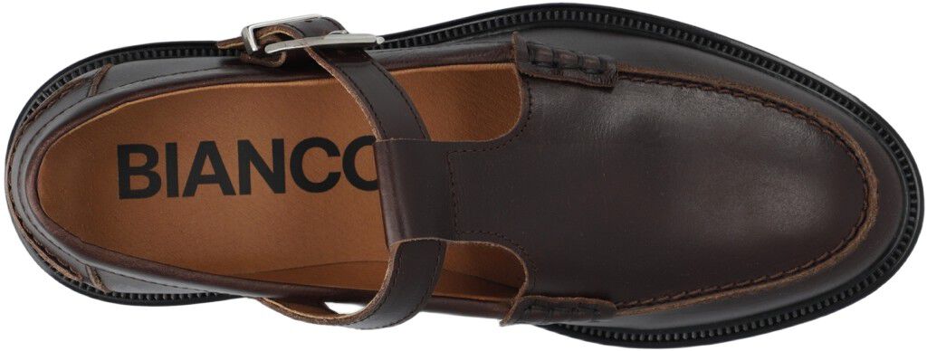 BIAADDA Moc Toe T-Strap Pull Up Leather