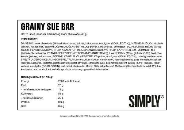 Simply® GRAINY SUE chokoladebar
