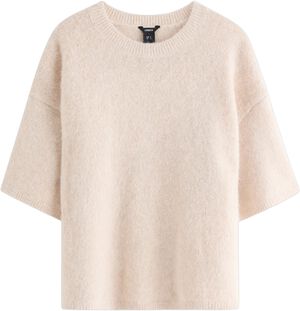 Strikket tr&oslash;je med korte &aelig;rmer og e