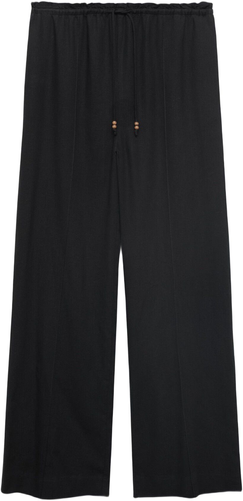 Linen-blend elastic waist trousers