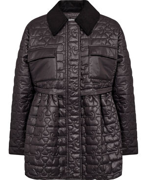 Shiny Quilt Midi Jacket w. Flare