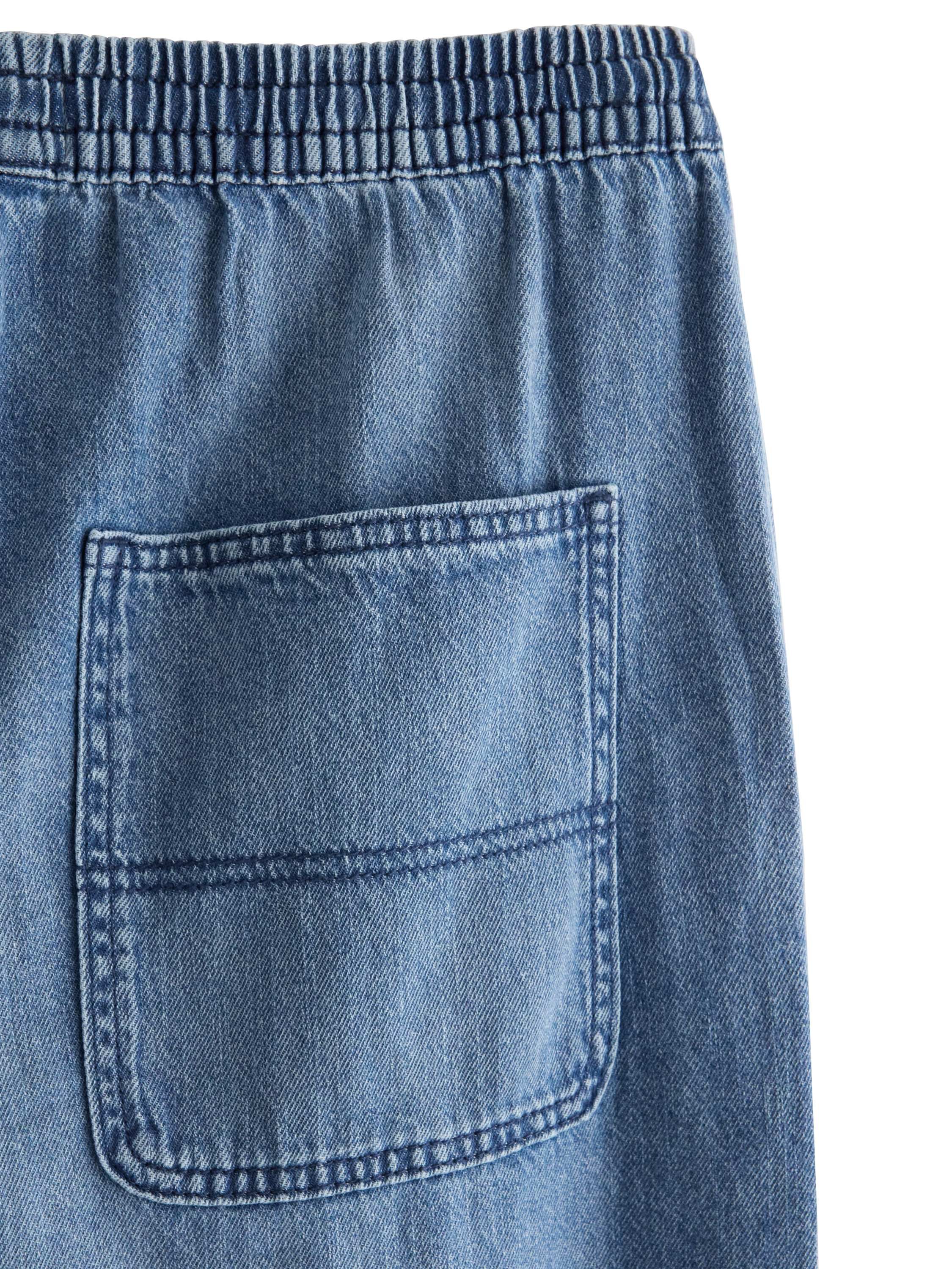 Vid denimbukse med elastisk midje o