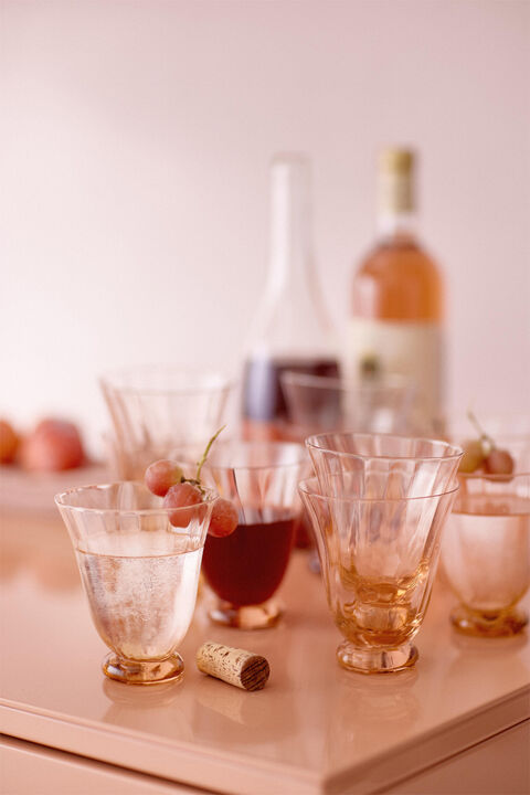 Water Glass Trellis Peach S/2pcs