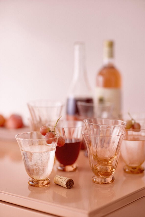 Water Glass Trellis Peach S/2pcs