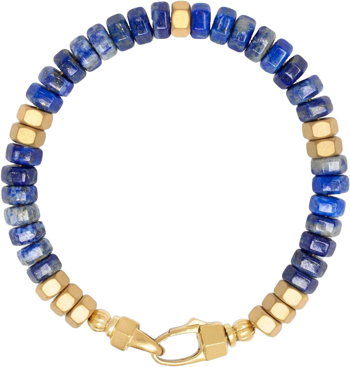 Men's Hexagon Beaded Bracelet with Blue Lapis and Gold