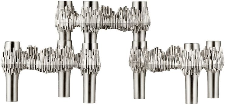 Quist candle holder set with 3 pcs - brushed chrome