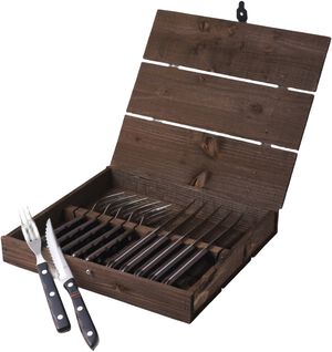 Steakbestik/grillbestik Old farmer classic 12 dele Træ/Stål