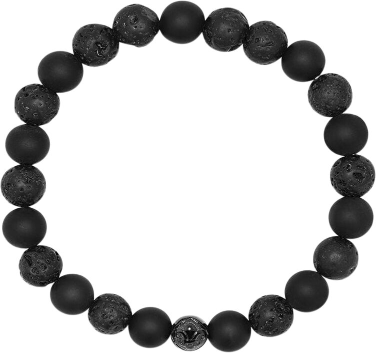 Men's Wristband with Lava Stone, Matte Onyx and Black Logo B