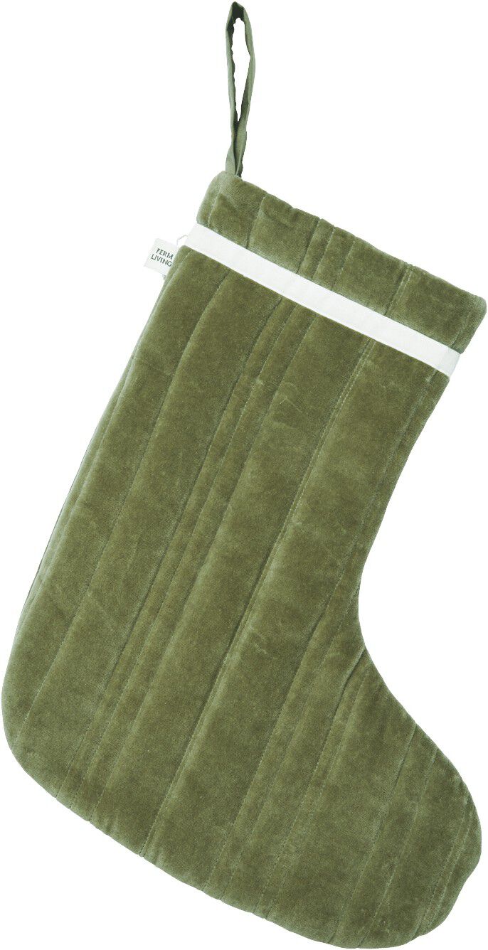 Vari Quilted Christmas Stocking - Velvet - Khaki