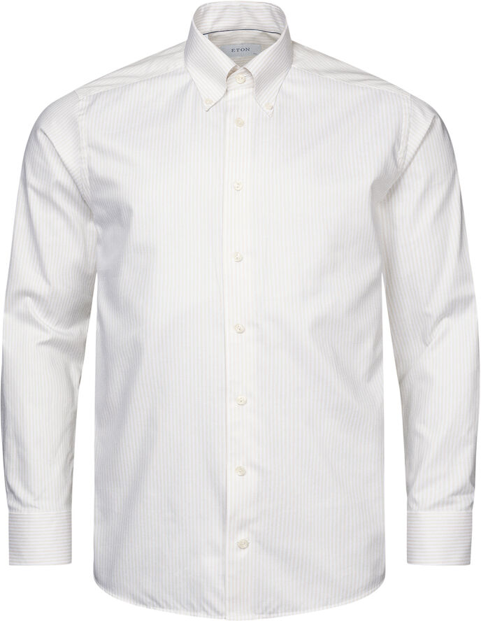 Slim Fit Beige Bengal Striped Signature Oxford Shirt
