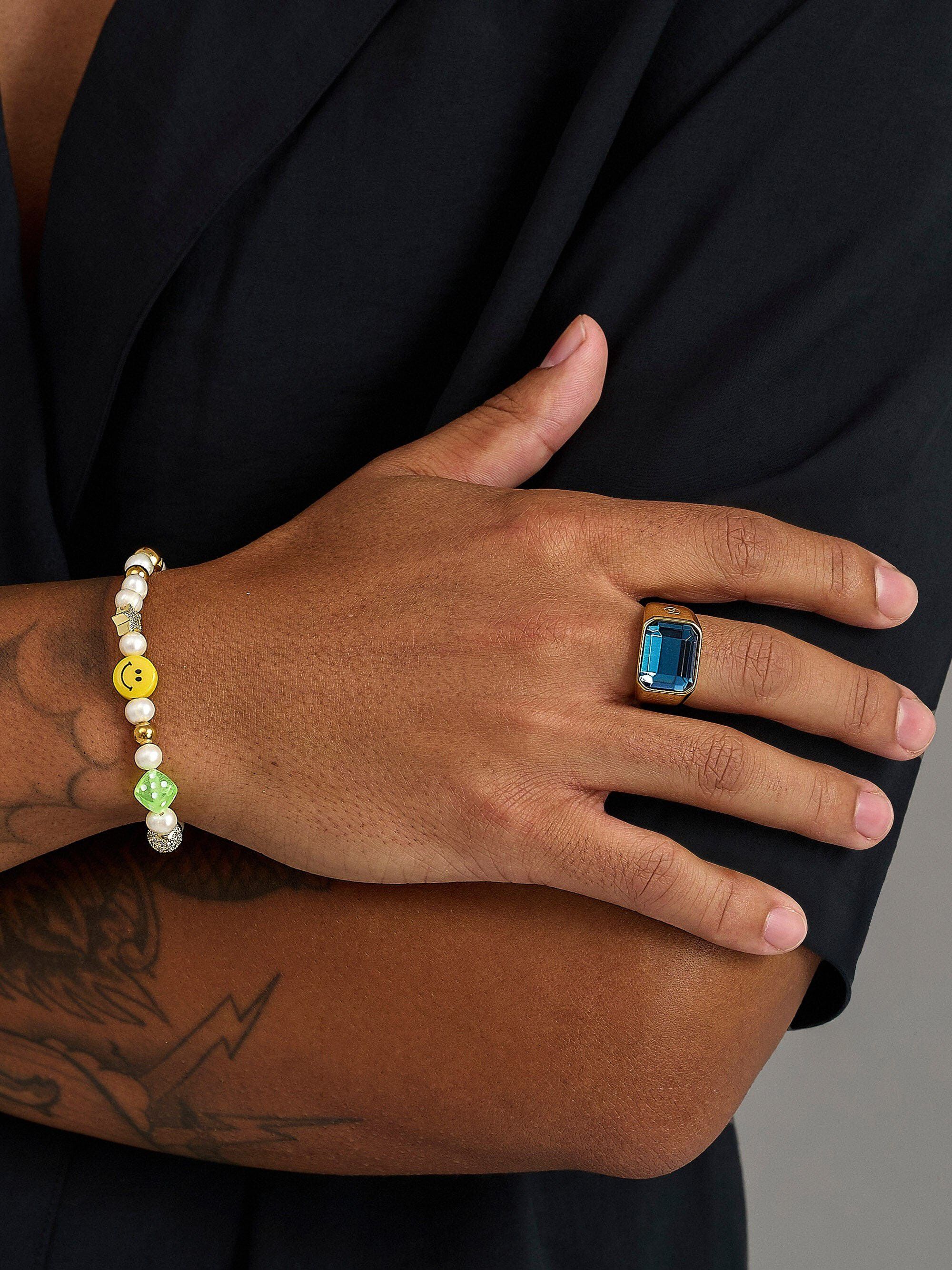 Blue Zircon Signet Ring in Gold