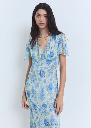 Long floral dress with short sleeve