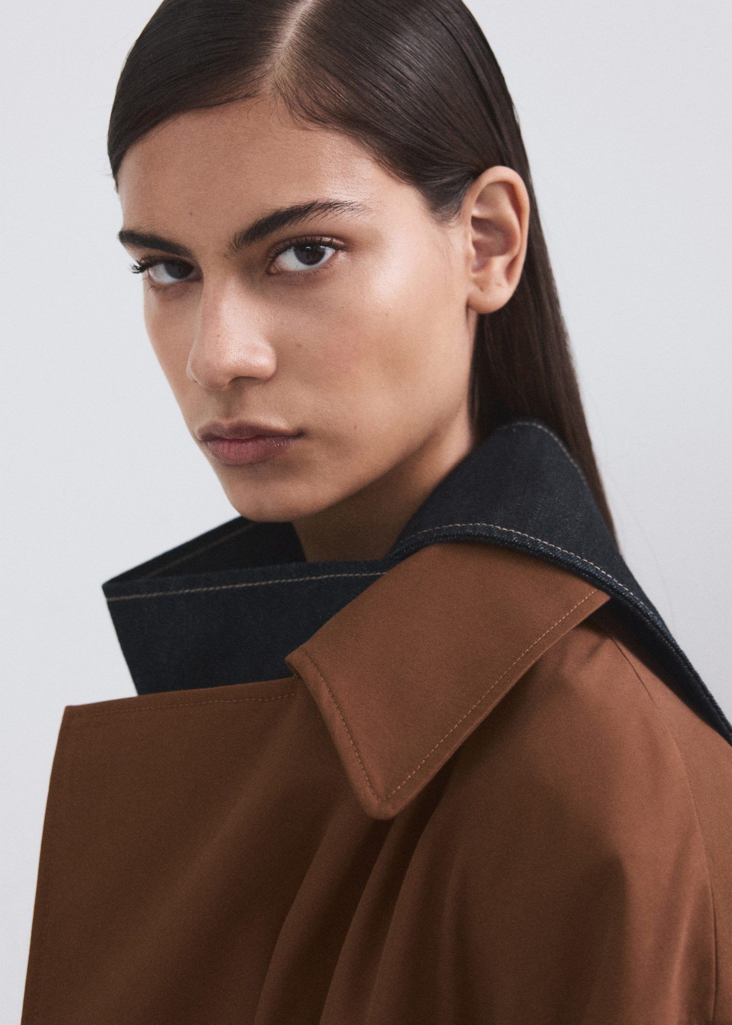 Long double-breasted trench coat