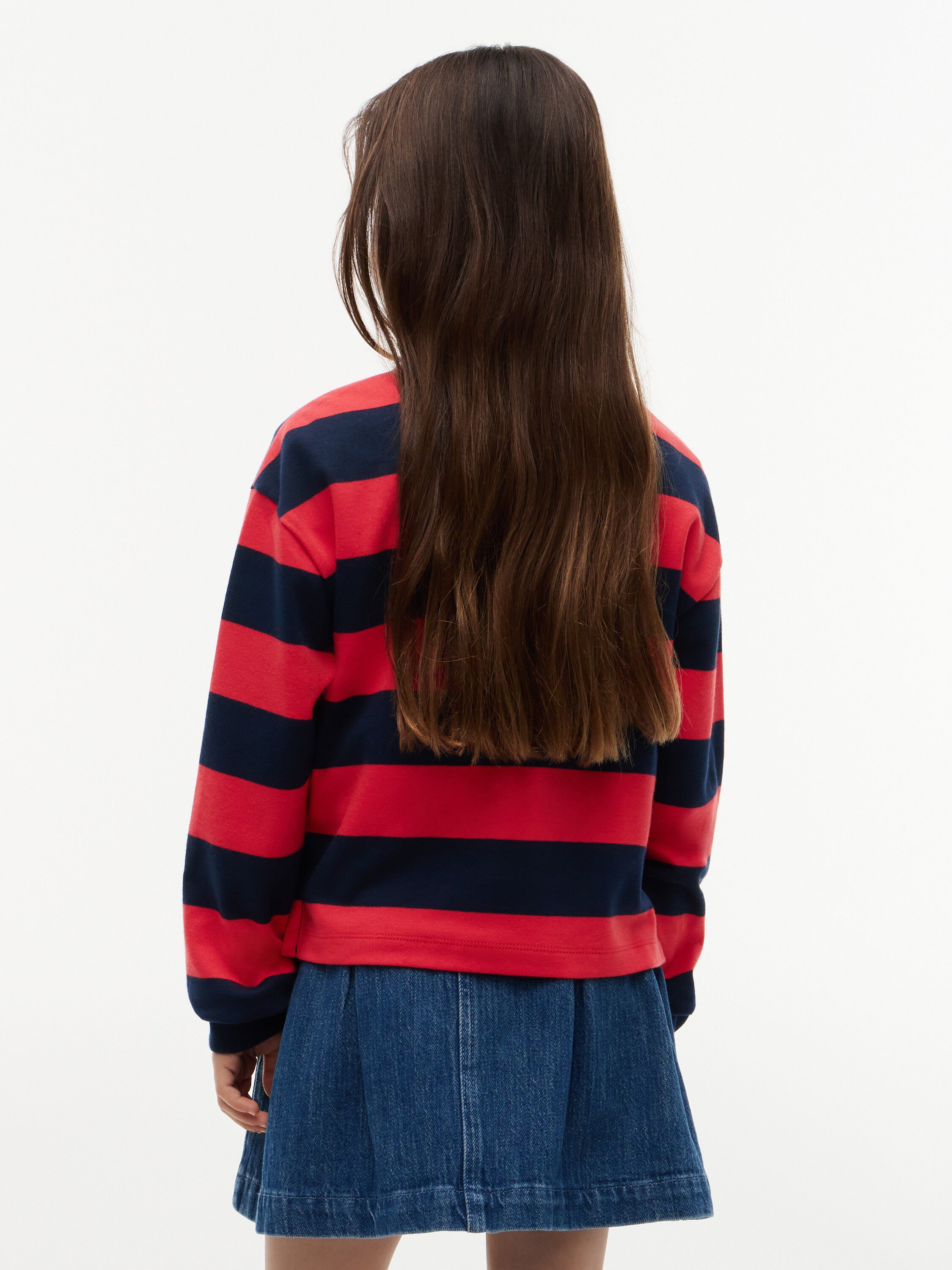 Relaxed Fit Stripe Long Sleeve Polo Shirt