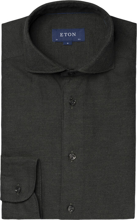 Contemporary Fit Dark Green Flannel Shirt