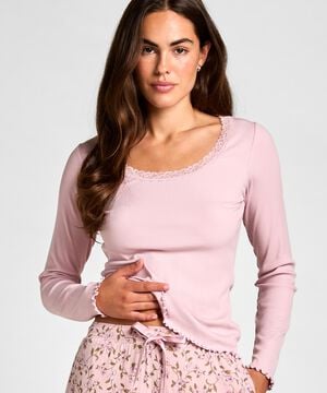 TOP LS JERSEY RIB LACE