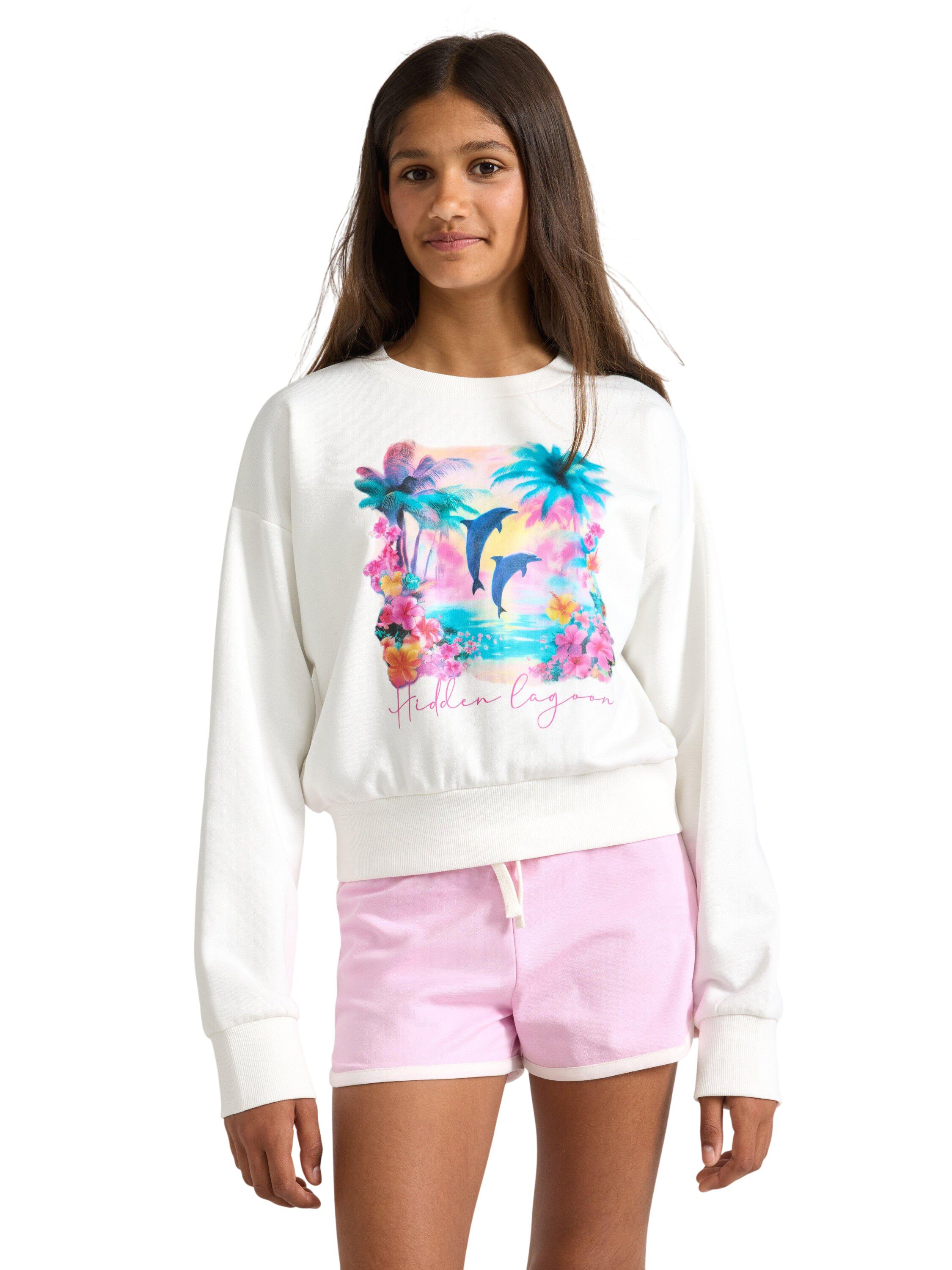 Oversized, avkortet sweatshirt med
