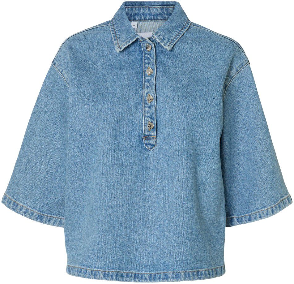 SLFLIVA-KORI 2/4 BOXI POLO DENIM SH