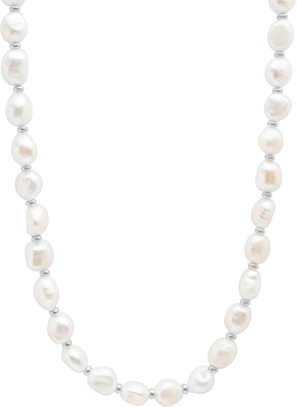 Men'S Baroque Pearl Necklace With Silver
