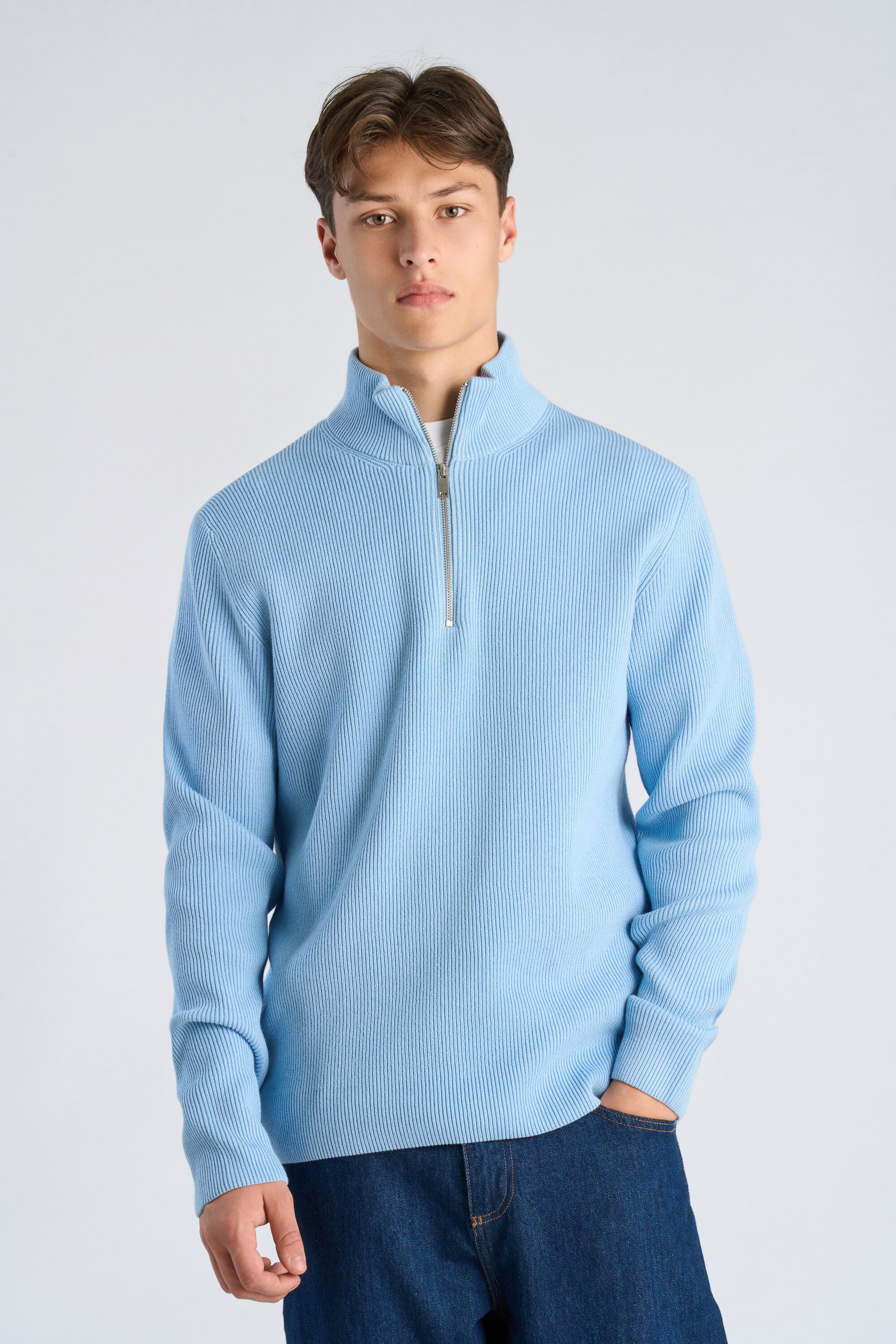 Half zip rib knit