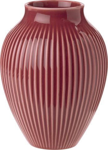 Knabstrup, vase, riller bordeaux, 12,5 cm